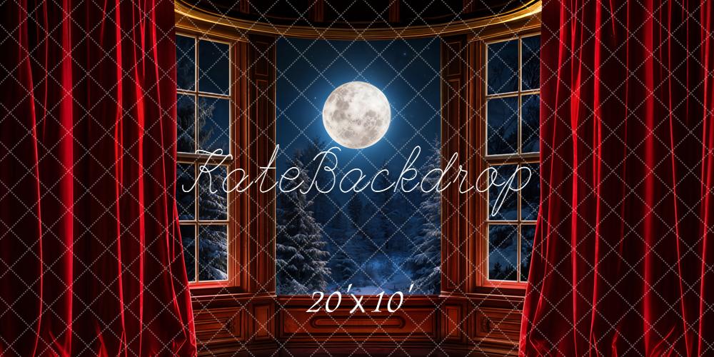 Kate Nuit Balcon Fenêtre Rideaux Forêt Toile de fond conçue par Emetselch