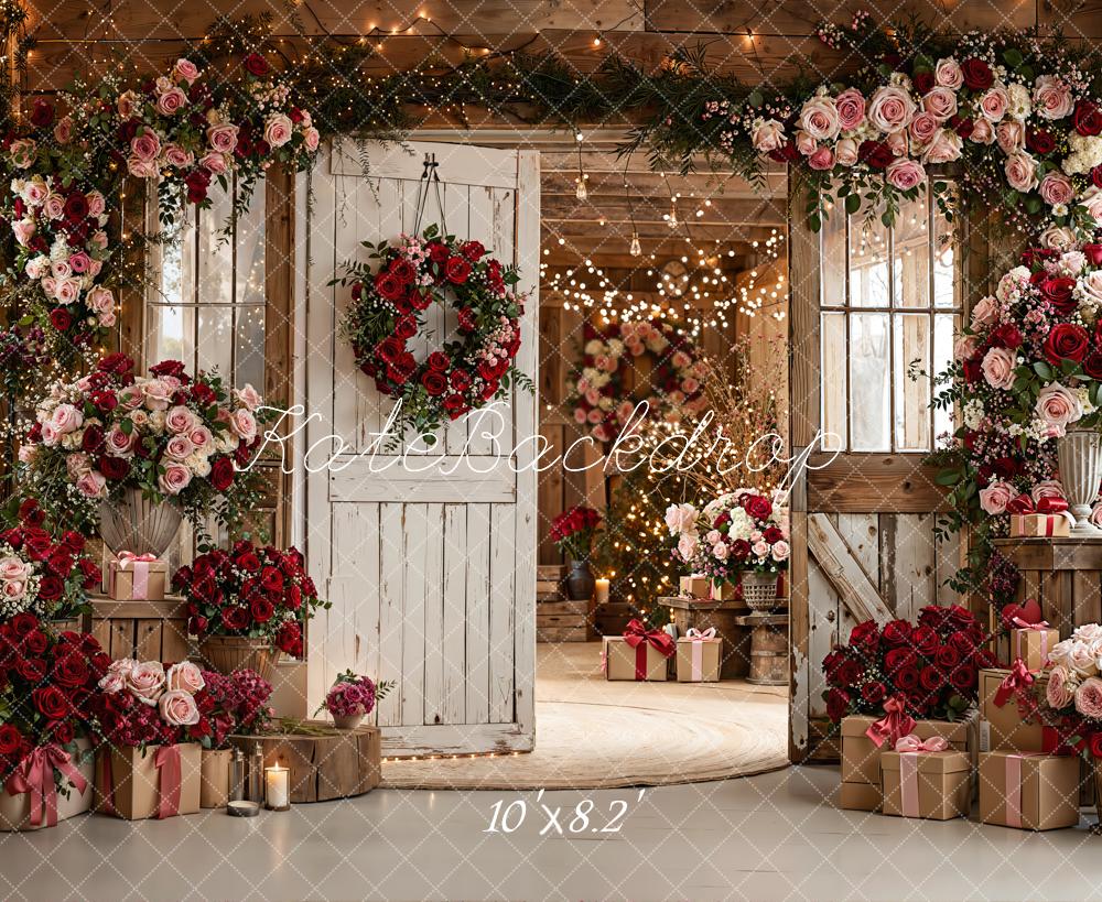 Kate Fleurs Roses Porte Romantique Toile de fond conçue par Emetselch