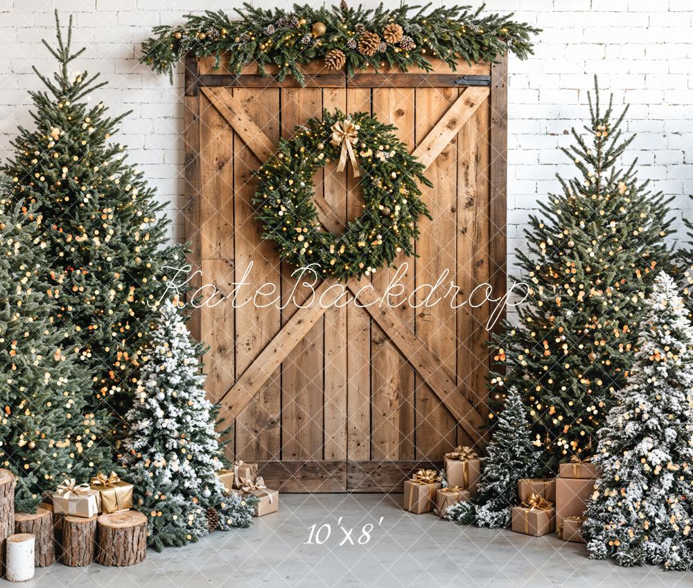 Kate Noël Sapins Cadeaux Bois Toile de fond en Laine conçue par Emetselch