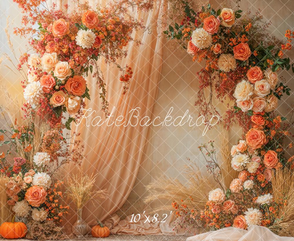 Kate Automne Arche Fleurs Citrouilles Toile de fond conçue par Emetselch - Kate Backdrop FR