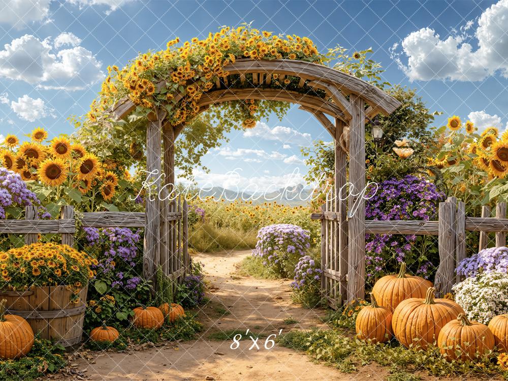 Kate Automne Arche Tournesols Citrouilles Toile de fond conçue par Emetselch - Kate Backdrop FR
