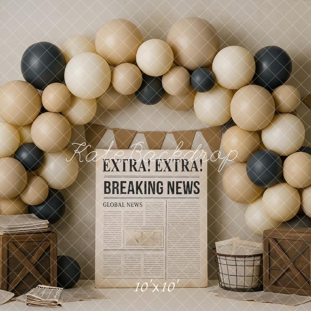 Kate Breaking News Ballons Arche Beige Toile de fond conçue par Mini MakeBelieve