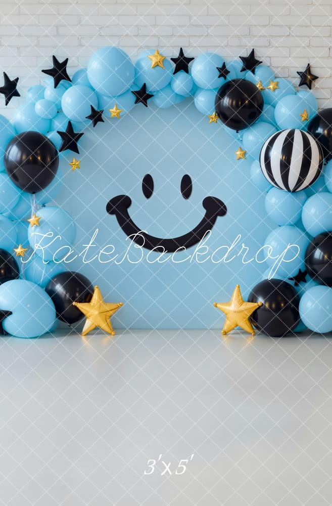 Kate Anniversaire Ballons Sourire Étoiles Toile de fond conçue par Emetselch - Kate Backdrop FR