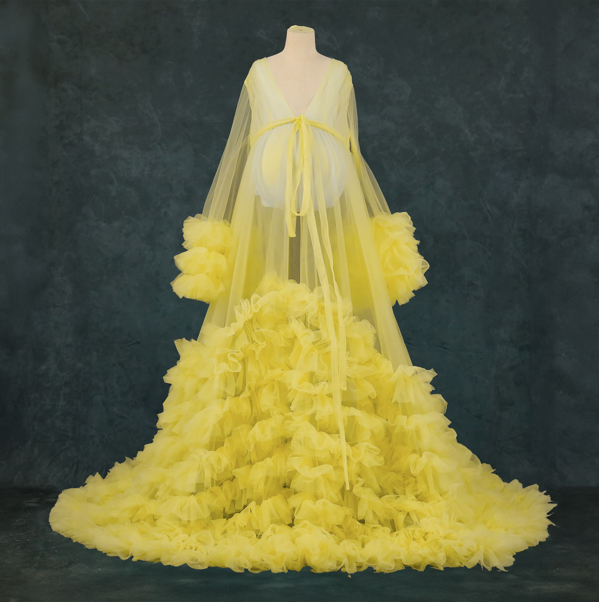 Kate Col en V Maille Manche mi-longue Longue Robe de Grossesse pour Séance Photo - Kate Backdrop FR