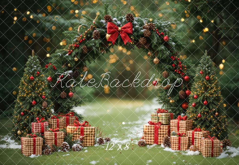 Kate Noël Arche Sapins Cadeaux Toile de fond en Laine conçue par Emetselch - Kate Backdrop FR