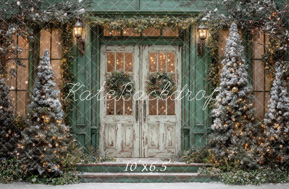 Kate Noël Entrée Sapins Neige Lumière Toile de fond conçue par Ashley Paul