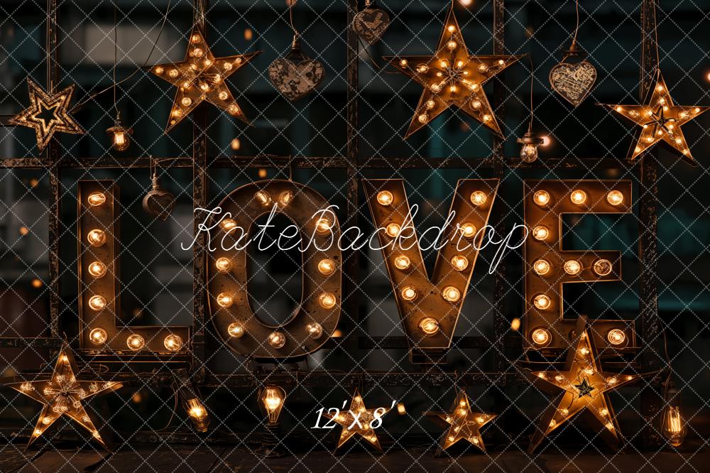 Kate Saint Valentin LOVE Lumière Étoiles Toile de fond en Laine conçue par Emetselch