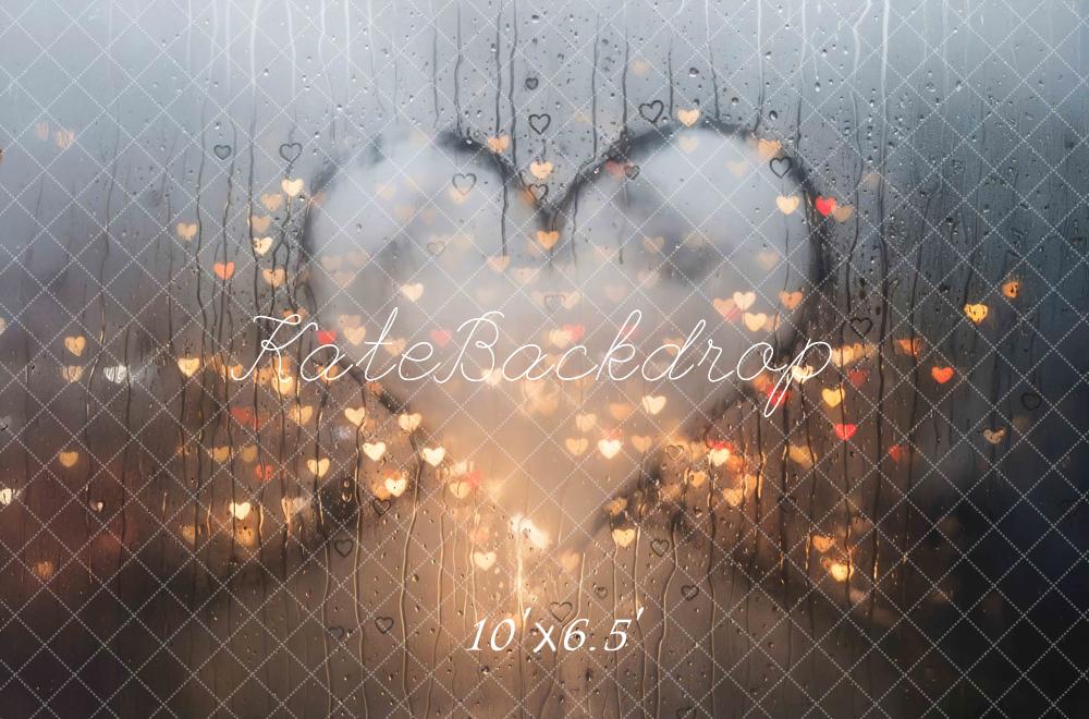 Kate Bokeh Cœurs Vitre Pluie Toile de fond conçue par Mini MakeBelieve