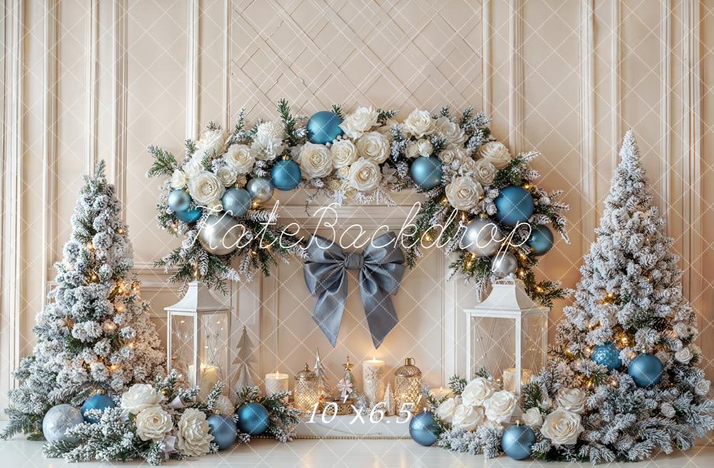 Kate Sapin de Noël Cheminée Décorations Fleur Toile de fond conçue par Emetselch - Kate Backdrop FR