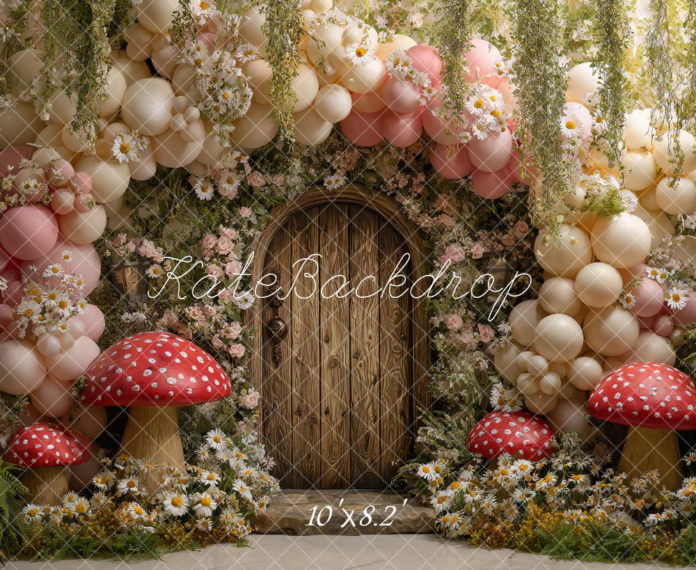 Kate Fée Champignons Porte Fleurs Ballons Toile de fond conçue par Ashley Paul - Kate Backdrop FR