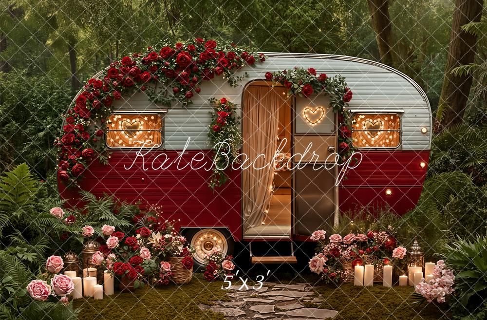 Kate Camping-car Saint Valentin Fleurs Forêt Toile de fond conçue par Emetselch - Kate Backdrop FR