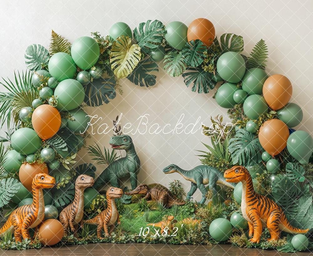 Kate Dinosaure Arc Ballons Feuillage Toile de fond conçue par Emetselch - Kate Backdrop FR