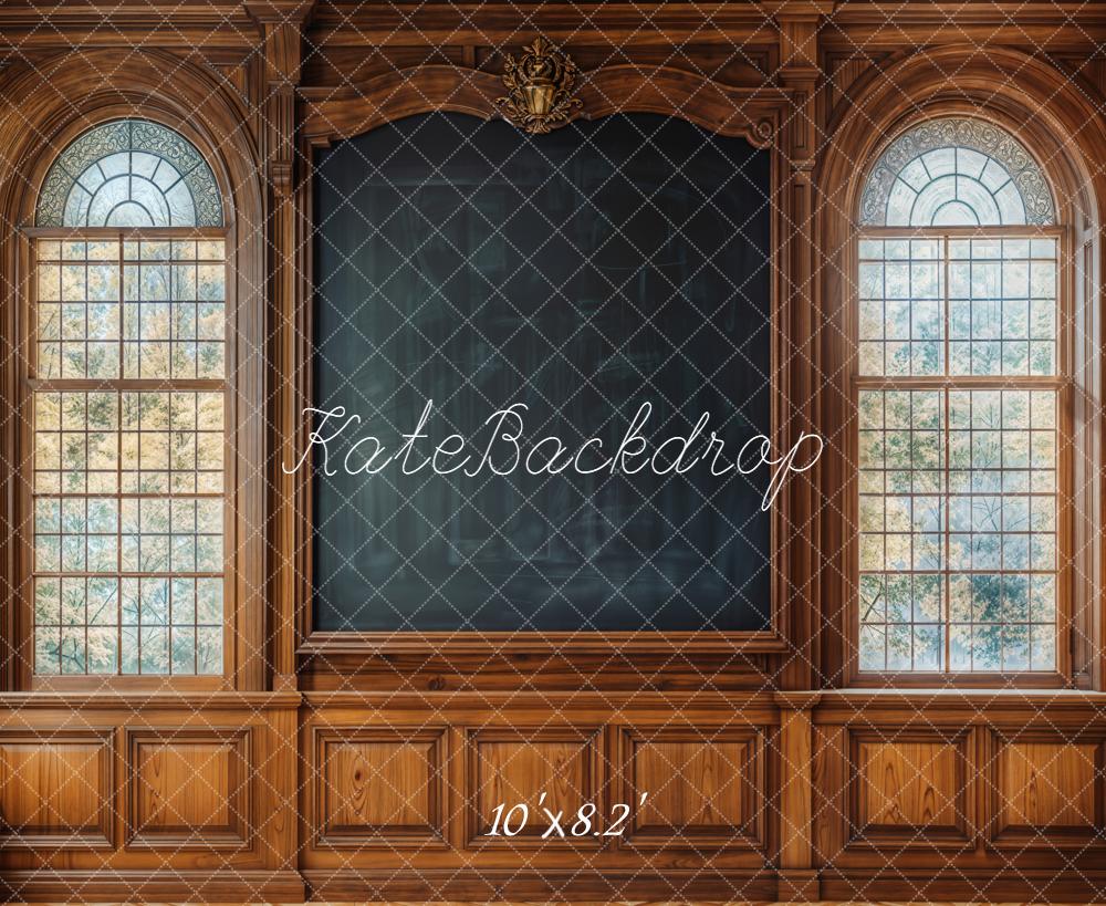 Kate Classe Bois Tableau Noir Fenêtres Toile de fond conçue par Emetselch - Kate Backdrop FR