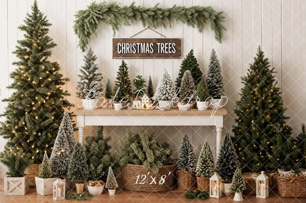Kate Noël Sapins Lanternes Mur en Bois Toile de fond conçue par Emetselch