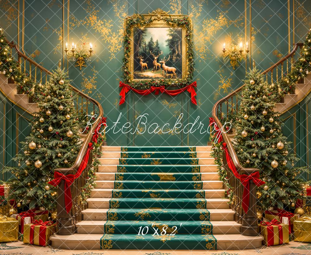 Kate Noël Escalier Sapin Décor Toile de fond conçue par Emetselch - Kate Backdrop FR