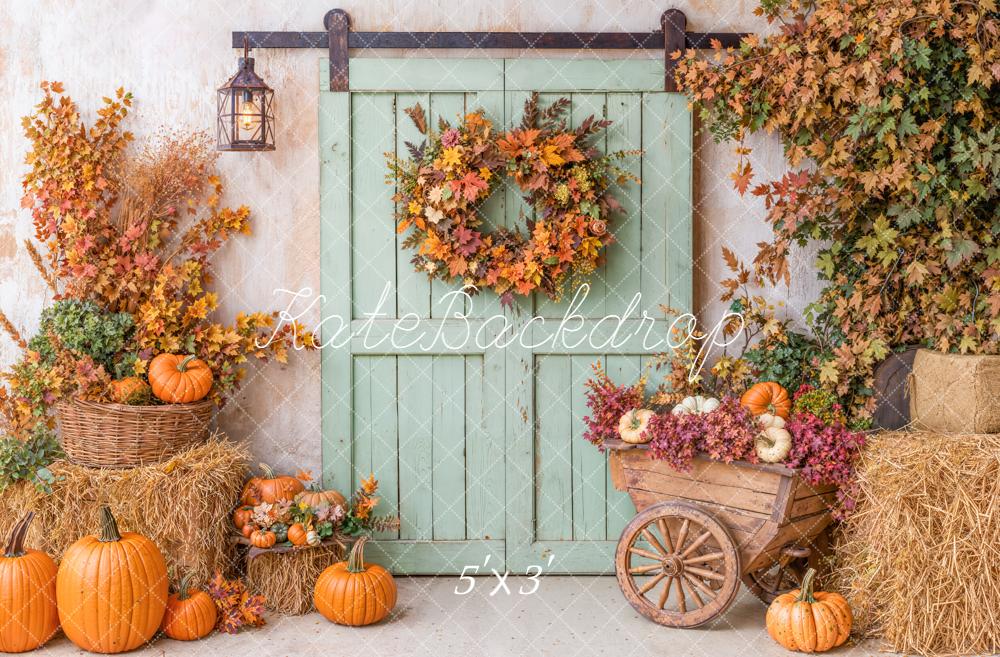 Kate Automne Citrouilles Foin Porte Toile de fond conçue par Emetselch - Kate Backdrop FR