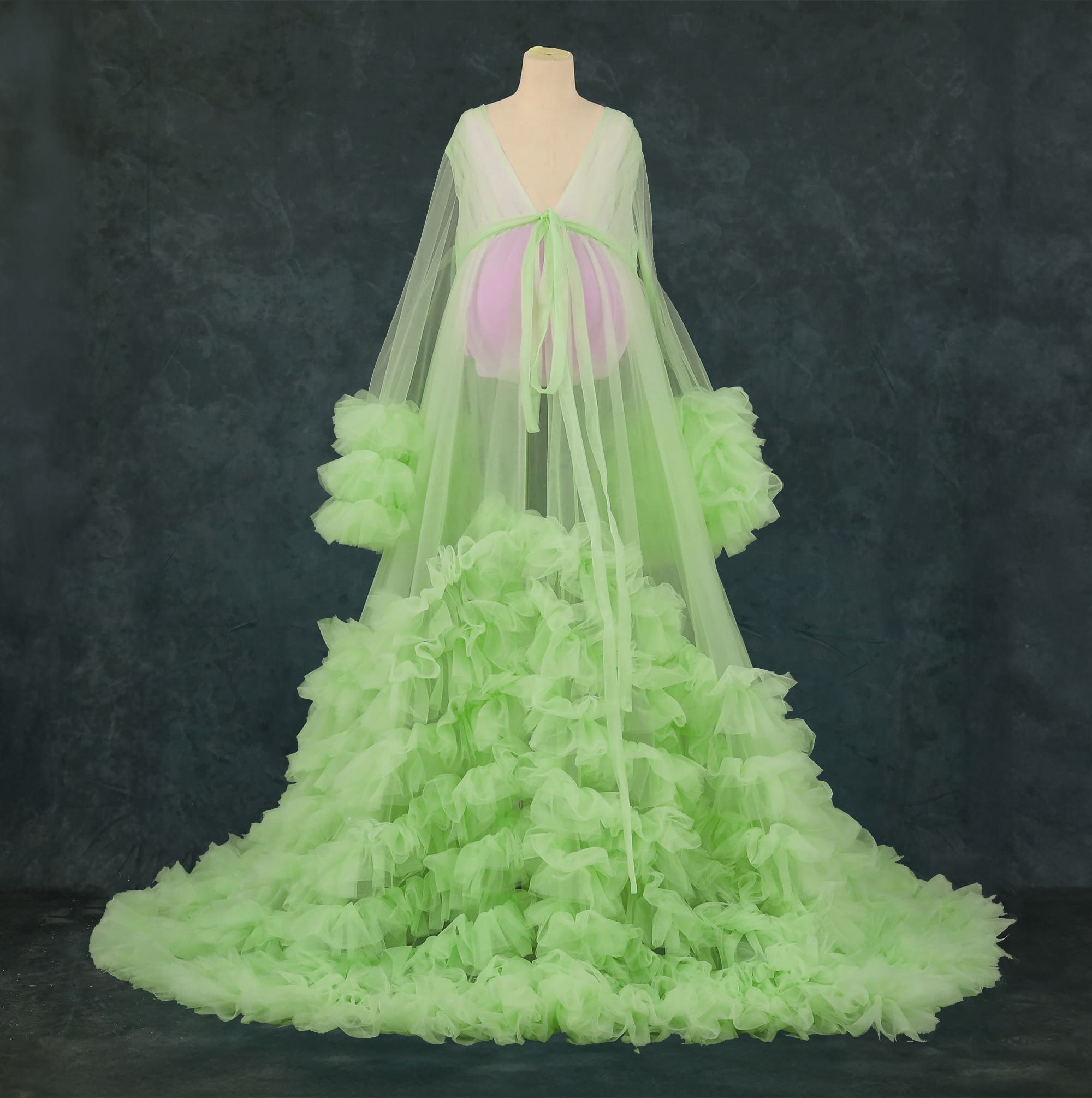 Kate Col en V Maille Manche mi-longue Longue Robe de Grossesse pour Séance Photo - Kate Backdrop FR