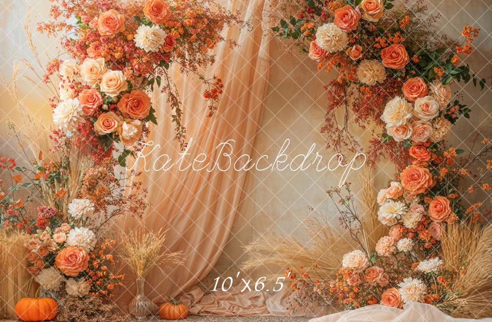 Kate Automne Arche Fleurs Citrouilles Toile de fond conçue par Emetselch - Kate Backdrop FR