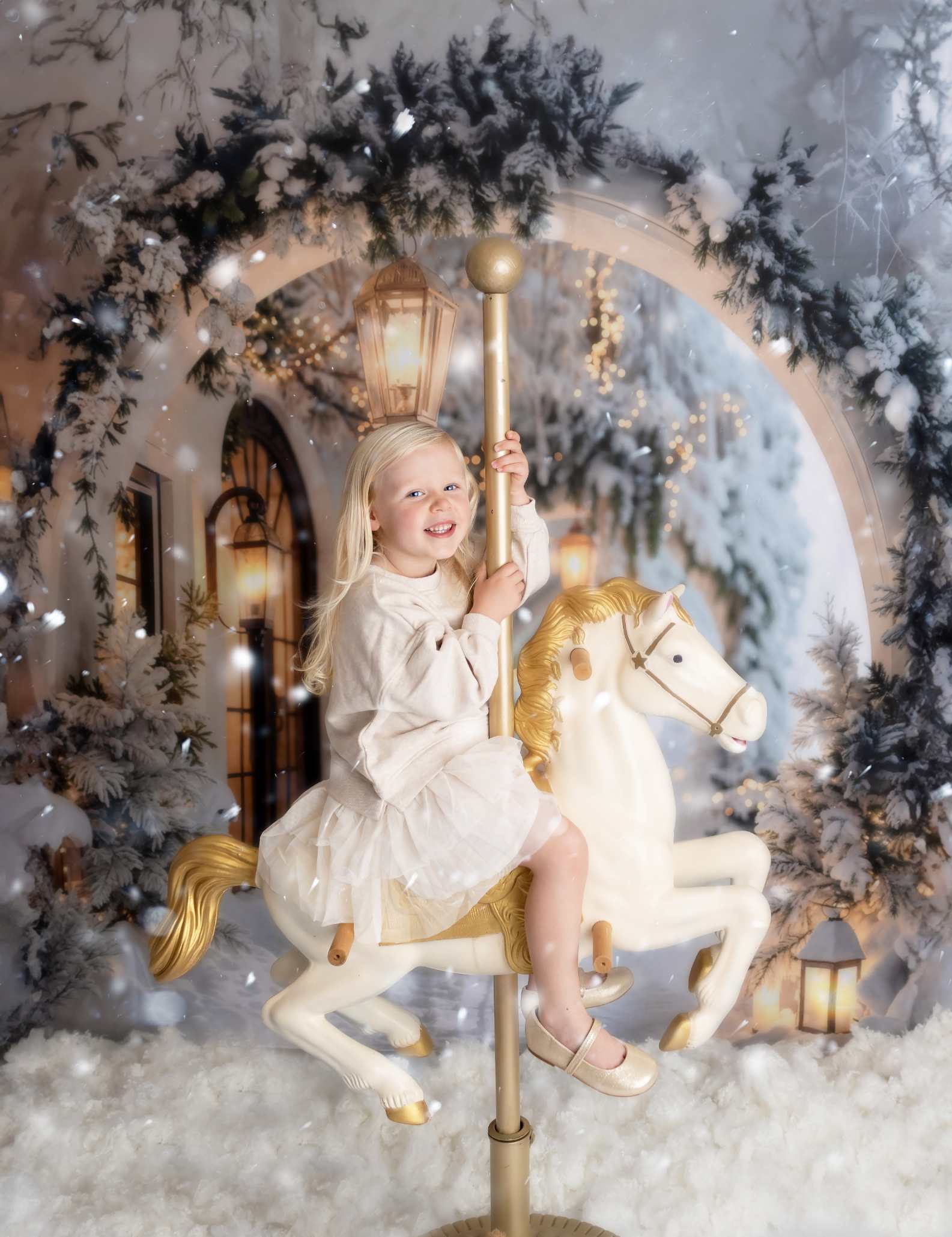 Offres Éclair #4 Kate Hiver Rétro Blanc Noël Couloir en arc Toile de fond conçue par Emetselch - Kate Backdrop FR