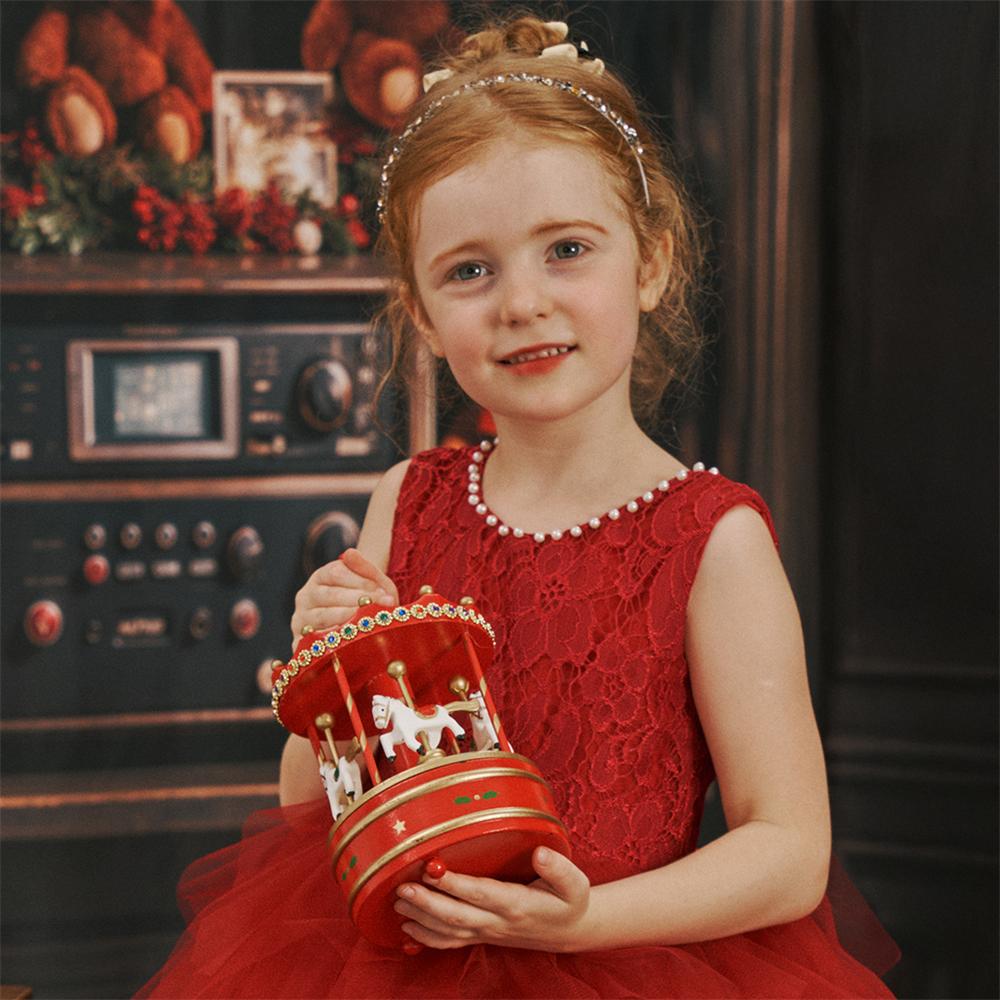 Kate Rouge Perle Col rond Bouffant Robe pour Enfants - Kate Backdrop FR