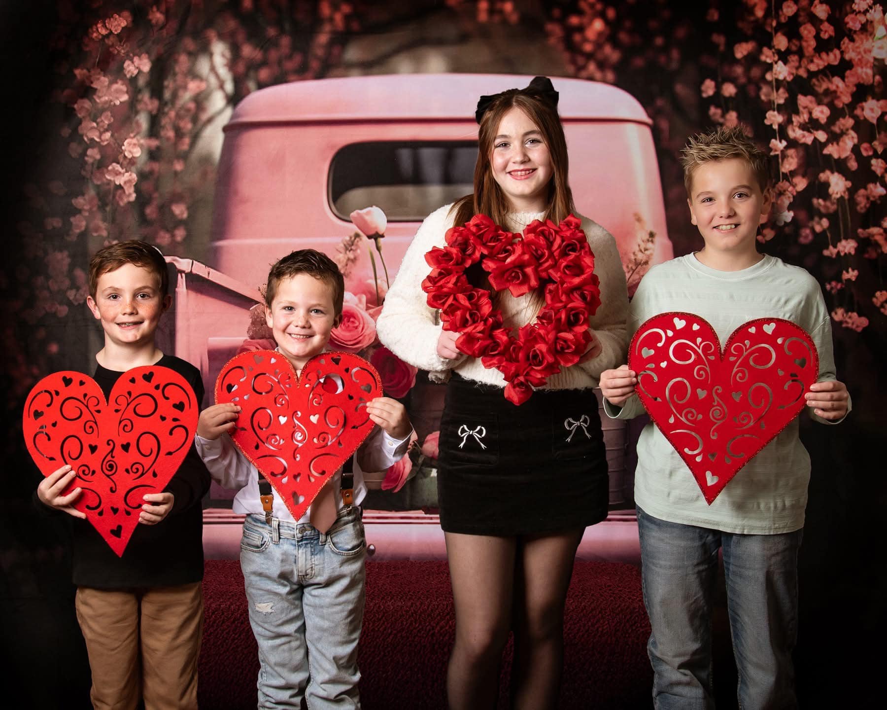 Kate Saint Valentin Rose Fleurs Camion Toile de fond conçue par Chain Photographie - Kate Backdrop FR