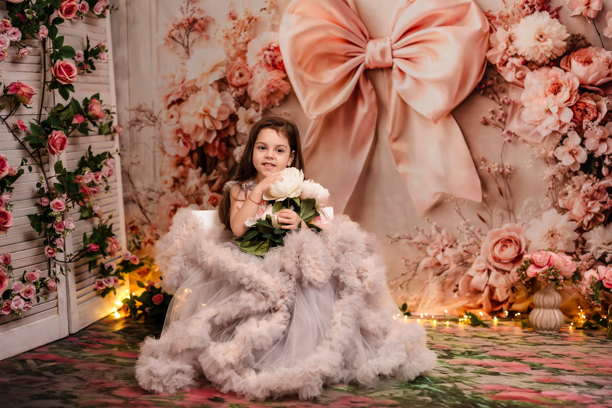 Kate Fleurs Arche Rose Gros nœud Toile de fond conçue par Emetselch - Kate Backdrop FR