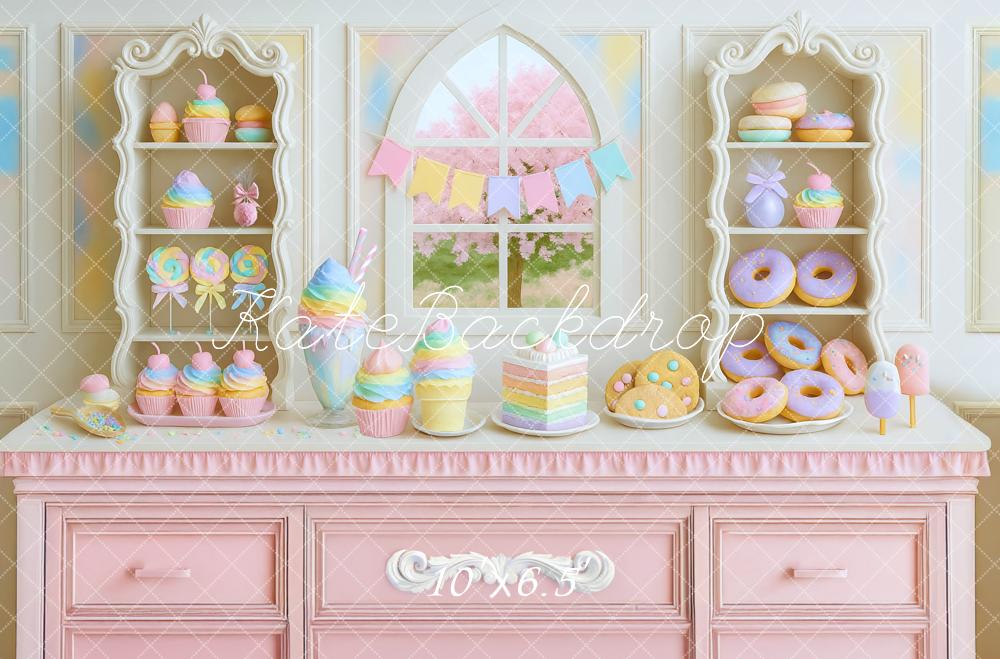 Kate Pâtisserie Gâteaux Donuts Pastel Toile de fond conçue par Mini MakeBelieve - Kate Backdrop FR