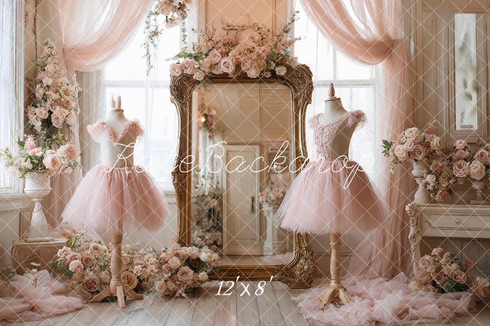 Kate Rose Robes Fleurs Miroir Toile de fond conçue par Ashley Paul - Kate Backdrop FR