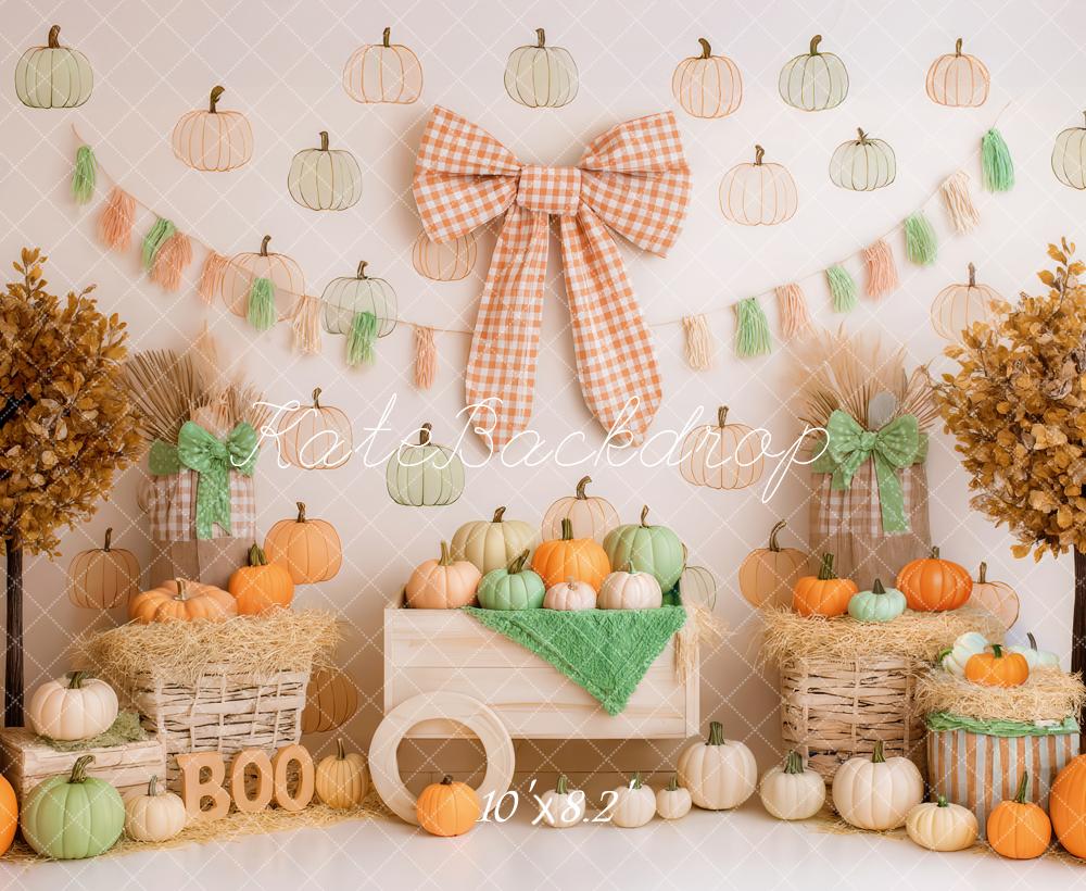 Kate Automne Citrouilles Arbres Foins Toile de fond conçue par Patty Roberts