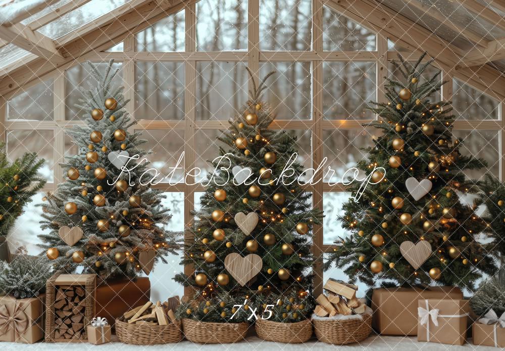 Kate Sapins de Noël Serre Fenêtre Bois Toile de fond conçue par Mini MakeBelieve - Kate Backdrop FR