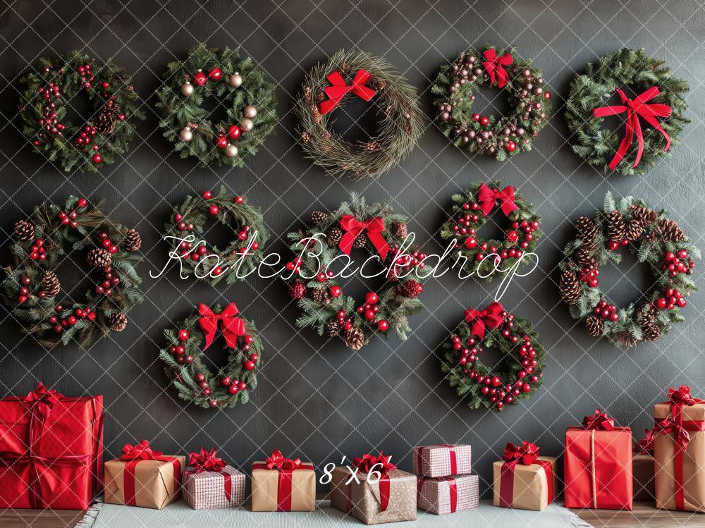 Kate Noël Couronnes Cadeaux Rouge Toile de fond conçue par Patty Roberts - Kate Backdrop FR