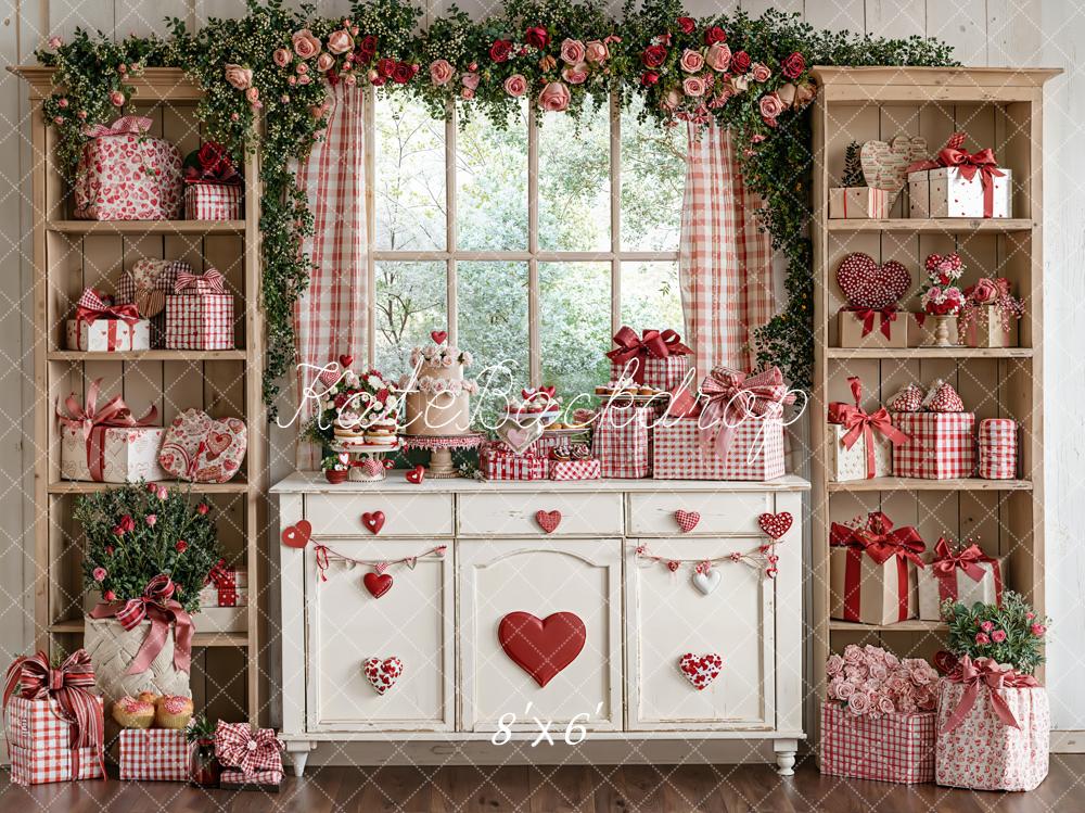 Kate Saint Valentin Cadeaux Fleurs Fenêtre Toile de fond conçue par Emetselch - Kate Backdrop FR