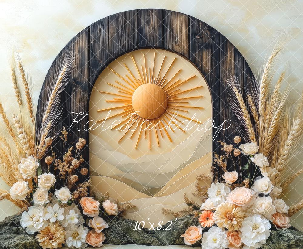 Kate Bohème Arc Bois Soleil Fleurs Toile de fond conçue par Mini MakeBelieve - Kate Backdrop FR