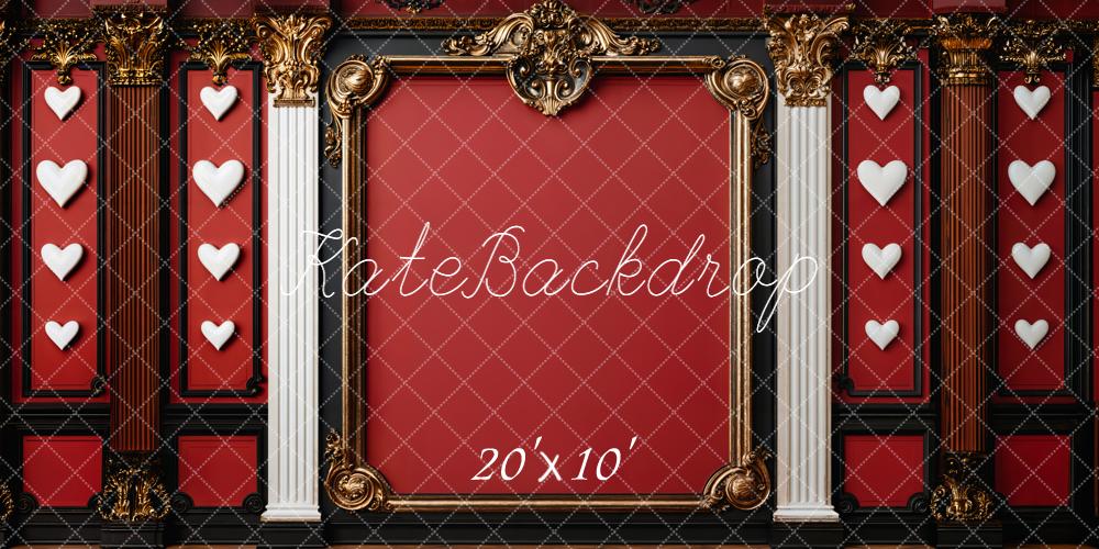Kate Baroque Mur Rouge Cadre Cœurs Toile de fond conçue par Emetselch - Kate Backdrop FR