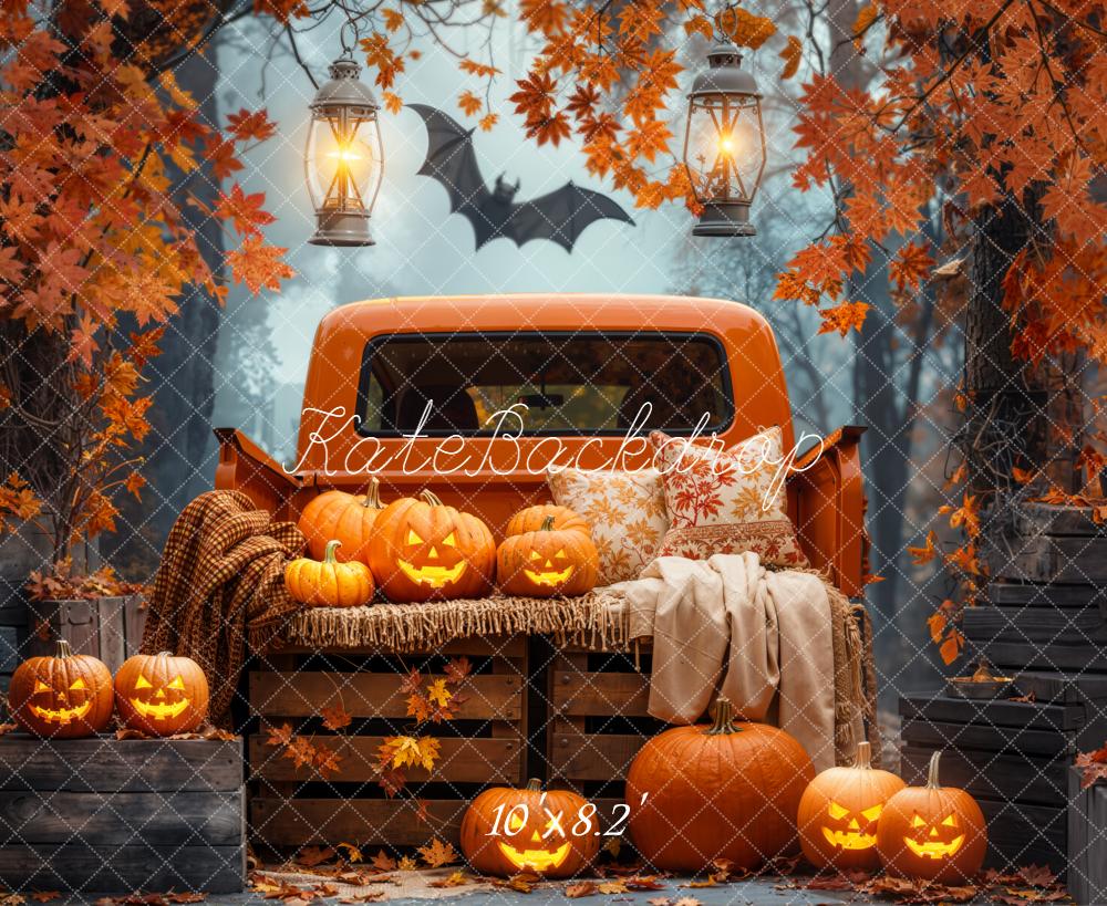 Kate Halloween Camion Citrouilles Feuilles Toile de fond conçue par Emetselch - Kate Backdrop FR