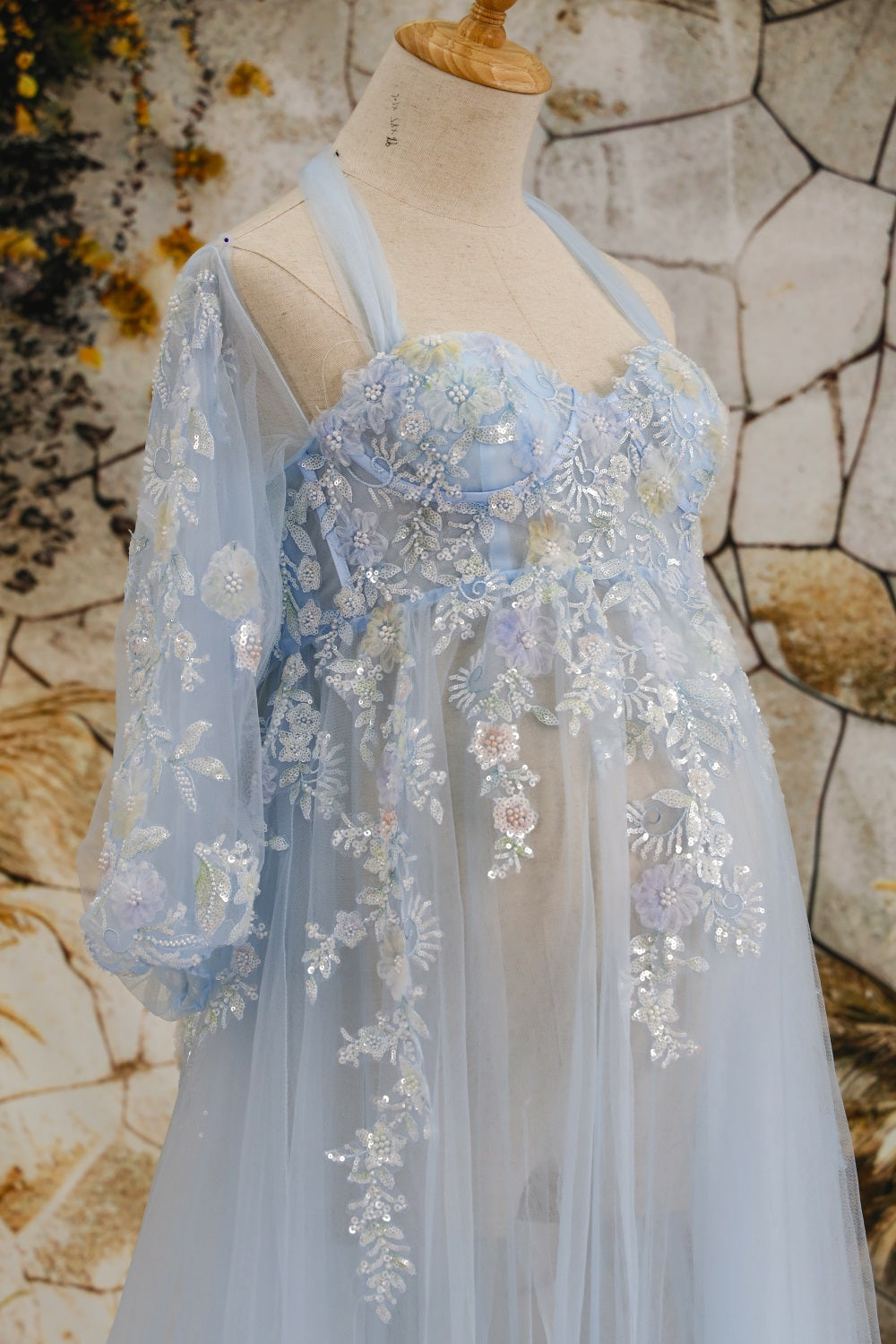 Kate Maille Col licou Manche mi-longue Dos nu Robe de Grossesse pour Séance Photo - Kate Backdrop FR