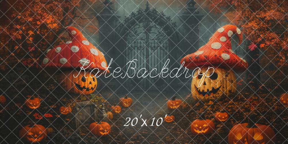 Kate Halloween Citrouilles Champignons Portail Toile de fond conçue par Emetselch