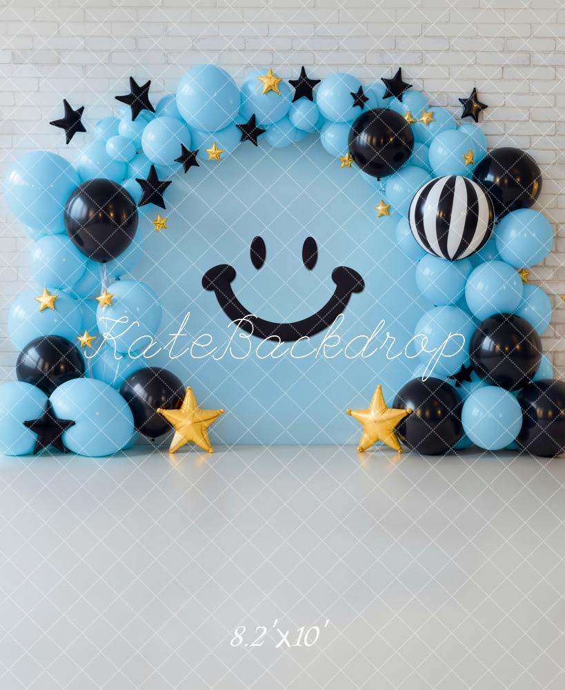 Kate Anniversaire Ballons Sourire Étoiles Toile de fond conçue par Emetselch - Kate Backdrop FR