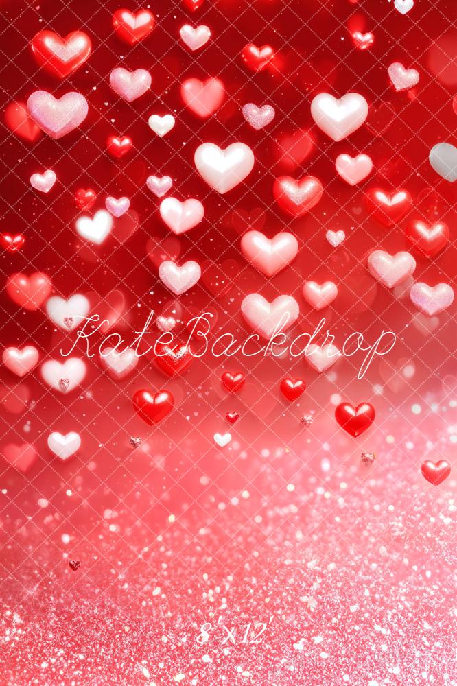 Kate Saint Valentin Cœurs Rouge Paillettes Toile de fond conçue par Emetselch - Kate Backdrop FR