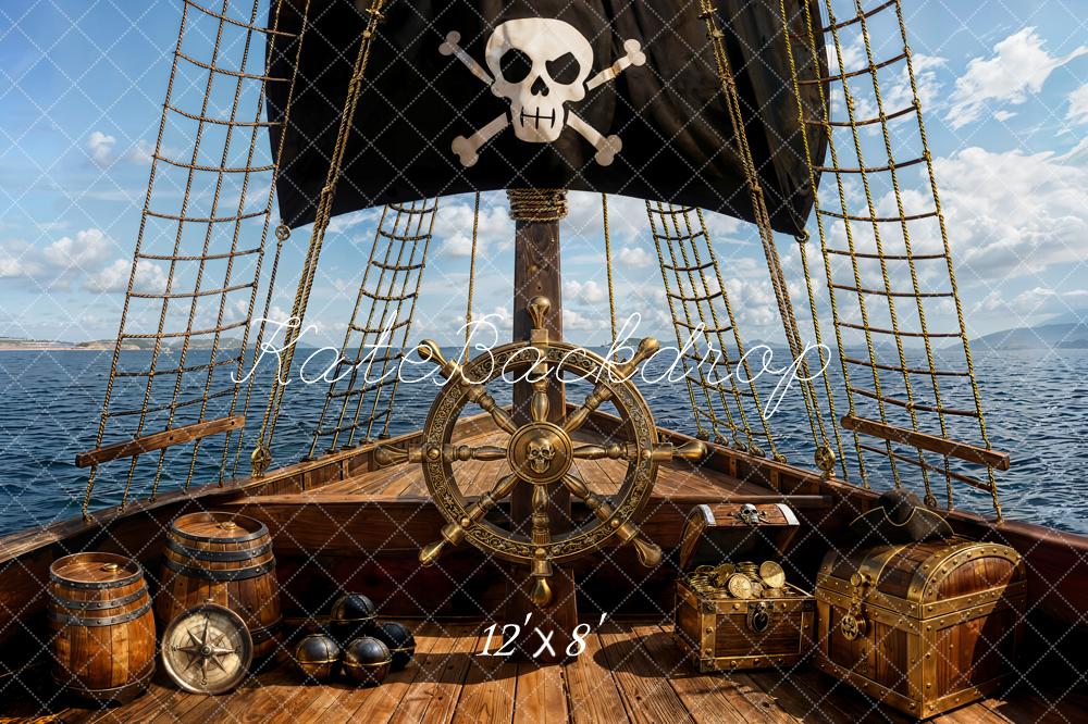 Kate Pirate Navire Trésor Mer Enfant Toile de fond conçue par Emetselch