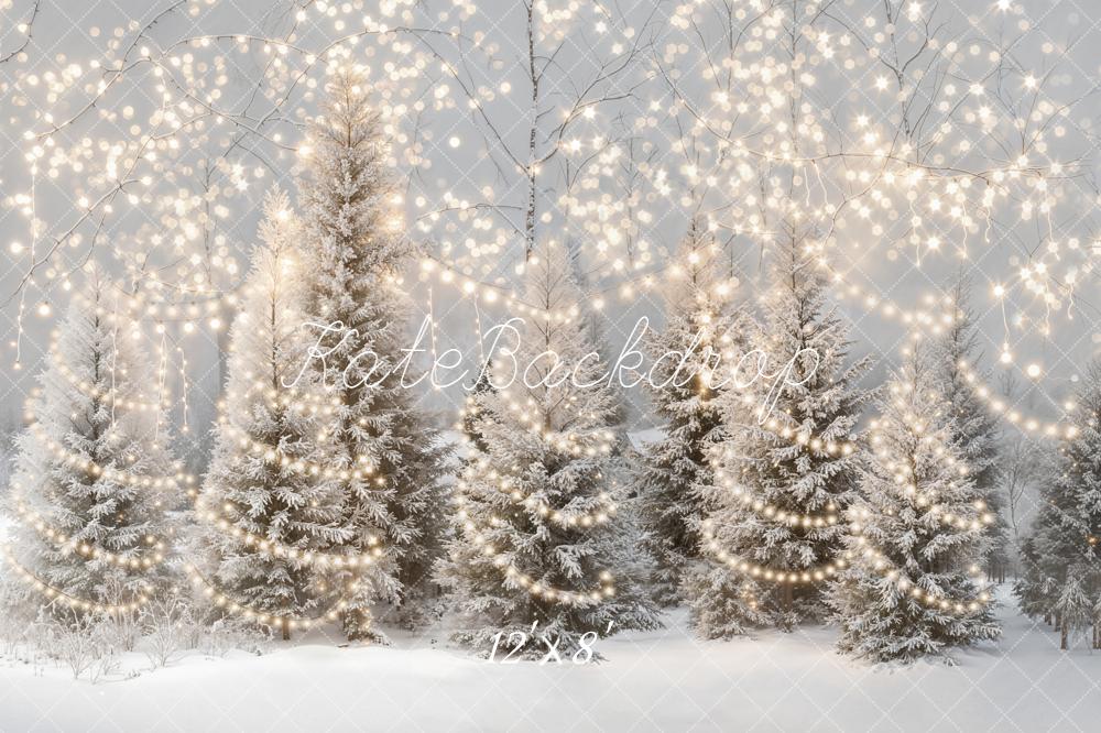 Kate Hiver Sapins Guirlandes Lumineuses Toile de fond conçue par Emetselch - Kate Backdrop FR