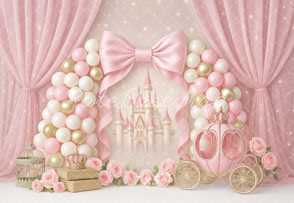 Kate Princesse Château Carrosse Rose Toile de fond conçue par Ashley Paul - Kate Backdrop FR