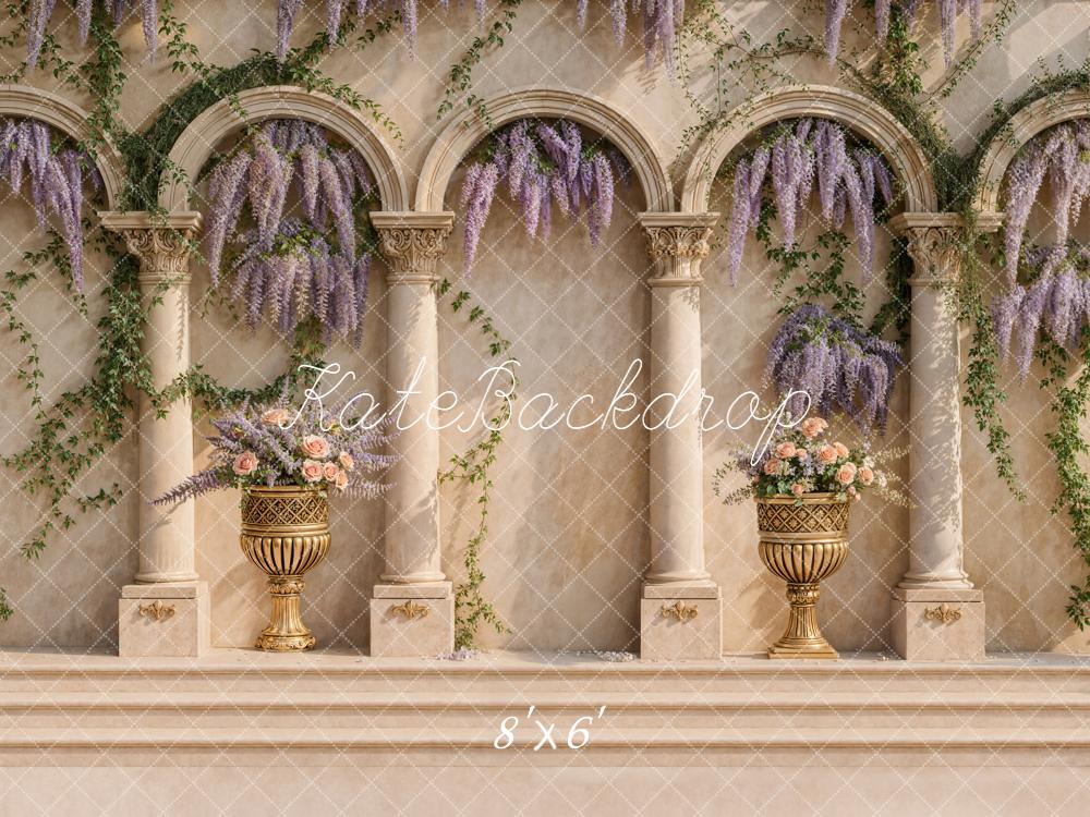 Kate Architecture Arches Colonnes Fleurs Toile de fond conçue par Emetselch