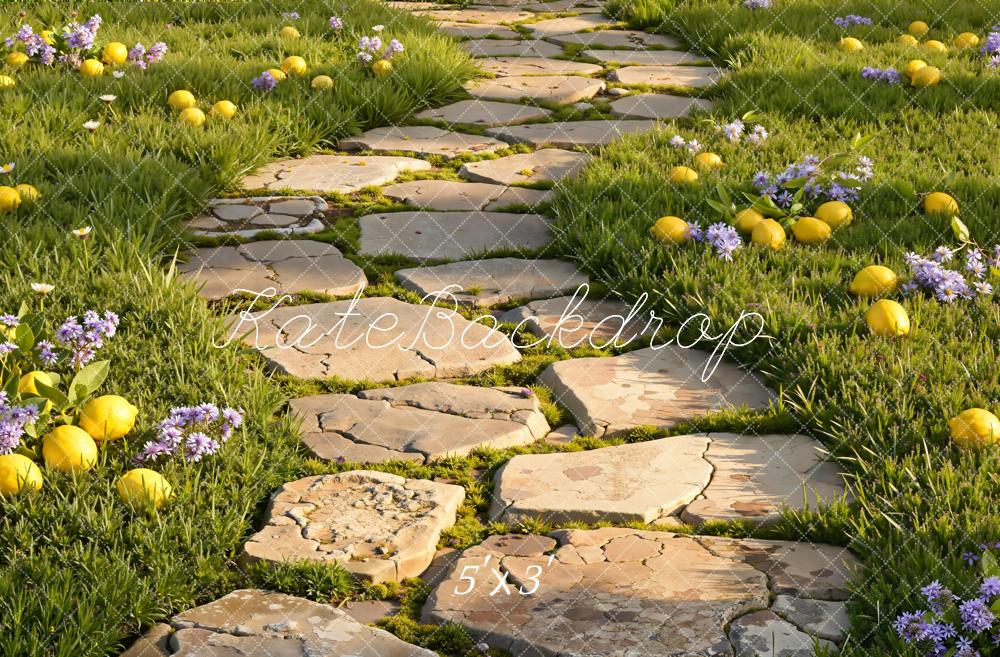 Kate Chemin Pierre Citrons Herbe Sol Toile de fond conçue par Emetselch