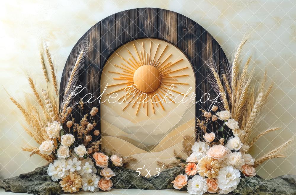 Kate Bohème Arc Bois Soleil Fleurs Toile de fond conçue par Mini MakeBelieve - Kate Backdrop FR