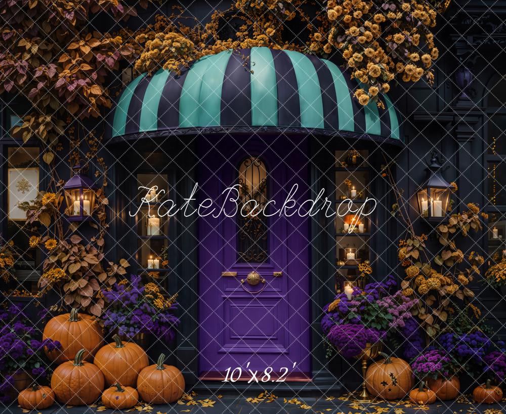 Kate Halloween Citrouilles Fleurs Porte Toile de fond conçue par Emetselch - Kate Backdrop FR