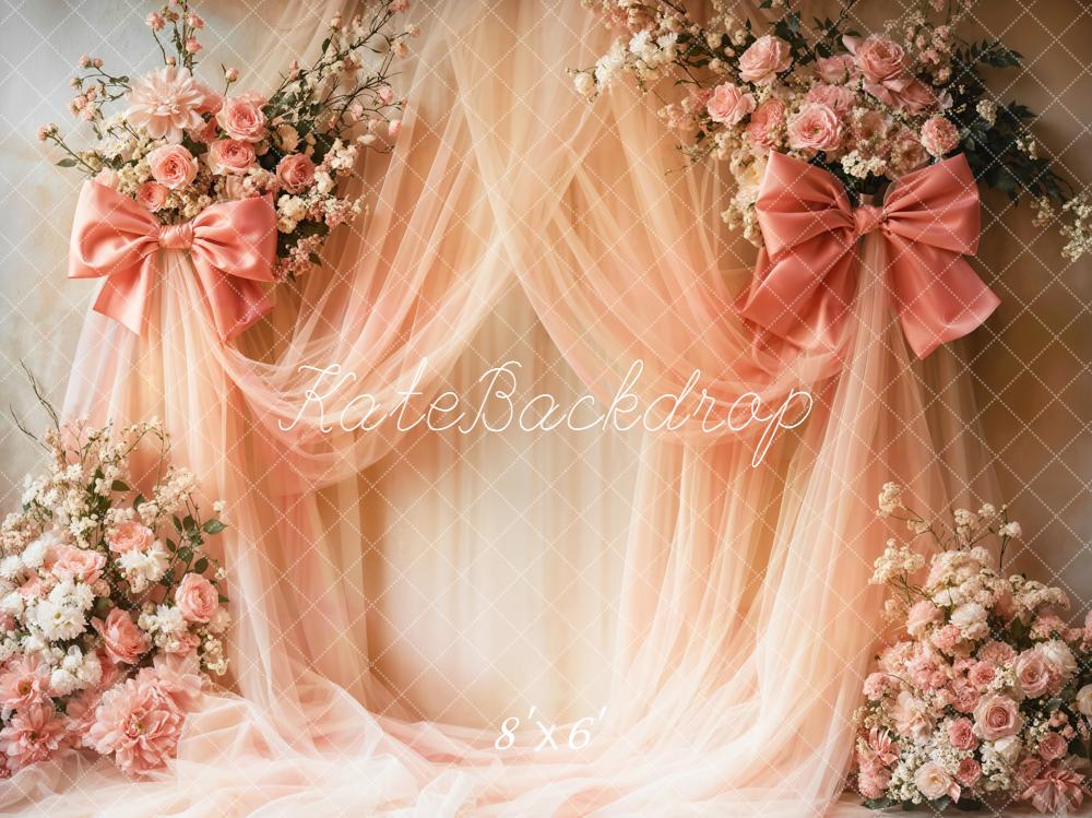 Kate Mariage Fleurs Roses Rubans Toile de fond en Polar conçue par Emetselch - Kate Backdrop FR