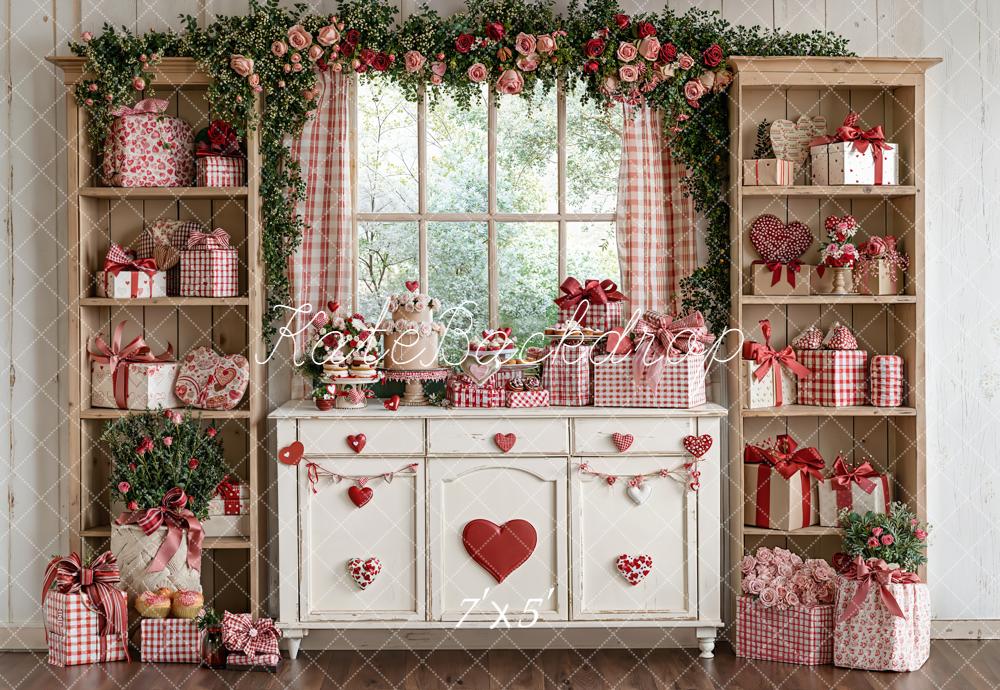 Kate Saint Valentin Cadeaux Fleurs Fenêtre Toile de fond conçue par Emetselch - Kate Backdrop FR