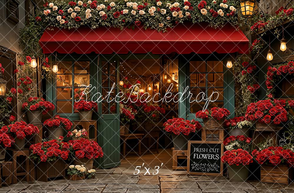 Kate Boutique Fleurs Roses Rouges Toile de fond conçue par Emetselch