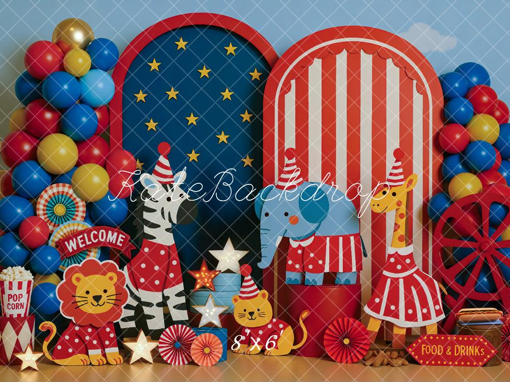 Kate Enfant Cirque Animaux Ballons Toile de fond conçue par Mini MakeBelieve